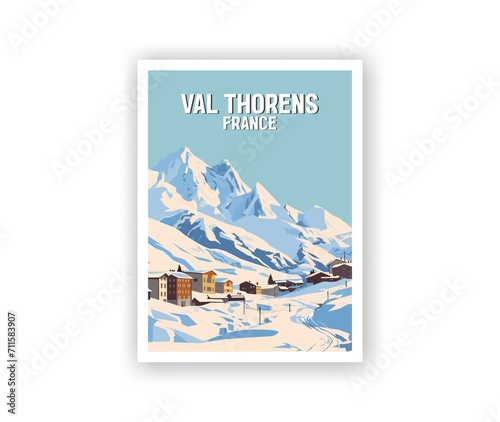 Val Thorens Illustration Art. Travel Poster Wall Art. Minimalist Vector art