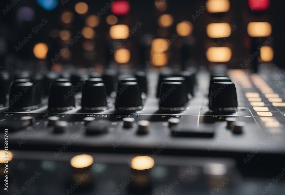 Audio mixing console in a recording session shallow depth of field