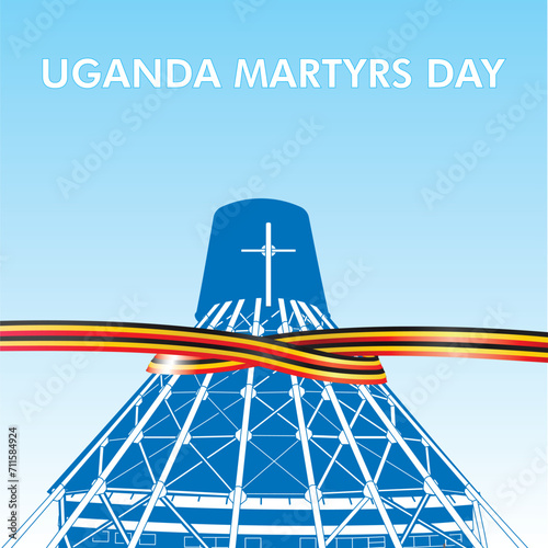 Celebrate Uganda Martyrs Day with an editable vector template of the Martyrs Shrine Basilica for Martyrs Day art. Perfect for social media and print, customize to match your brand and colors