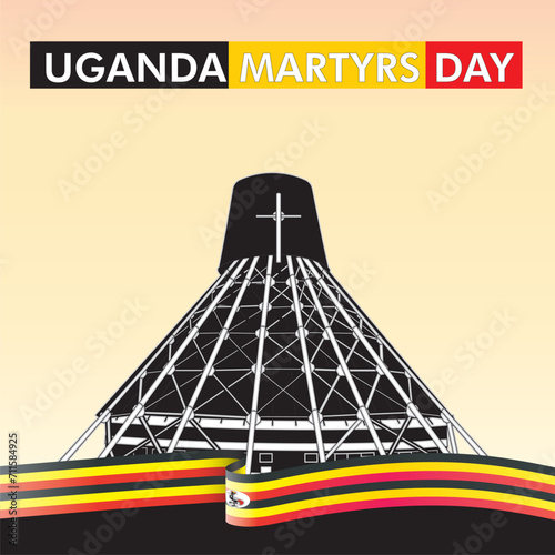 Celebrate Uganda Martyrs Day with an editable vector template of the Martyrs Shrine Basilica for Martyrs Day art. Perfect for social media and print, customize to match your brand and colors