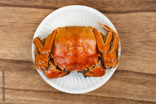 top view fresh cooked crab at horizontal composition