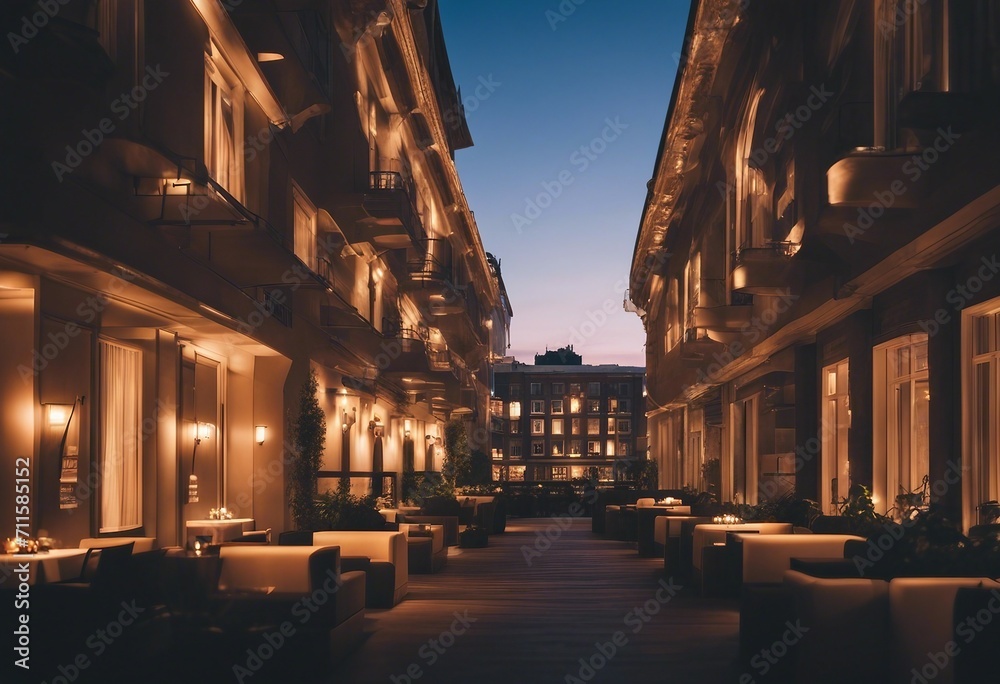 Evening at the best hotel in the city Evening at the best hotel in the city