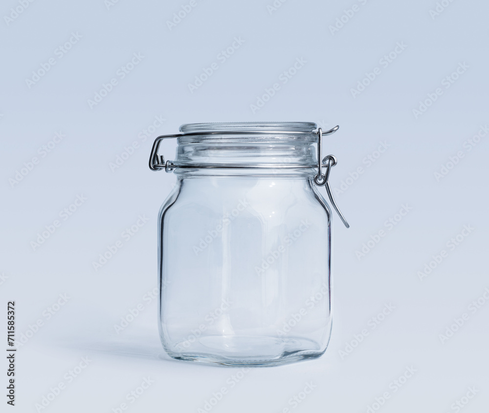 Empty clip-top glass jar isolated Empty clip-top glass jar isolated
