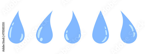 Set of simple blue water drops – Collection of water blue drops