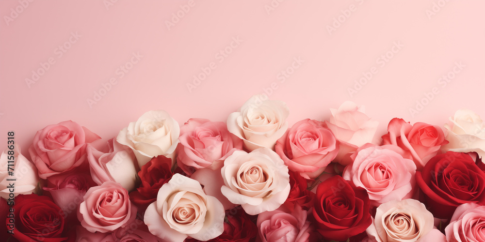 Roses on a light plain background, copy space Roses on a light plain background, copy space