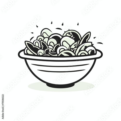 Line art vector salad icon  black on white background Generative Ai