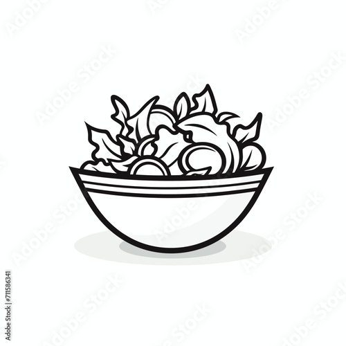 Line art vector salad icon, black on white background Generative Ai