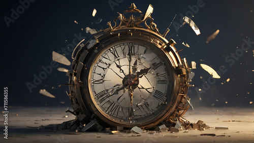 an old broken clock vintage concept meaning end of time photo illustration photo