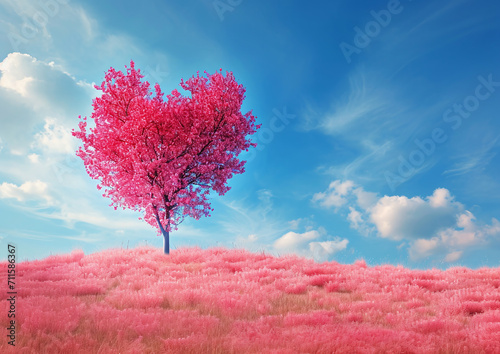 Tree in the Shape of Heart Valentine's Day Background