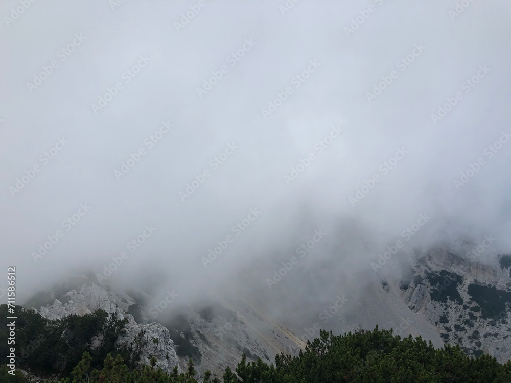 Cloudy view of Monte Baldo's summit, Italy.