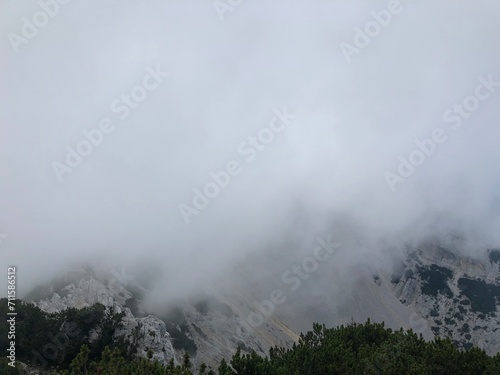 Cloudy view of Monte Baldo's summit, Italy.