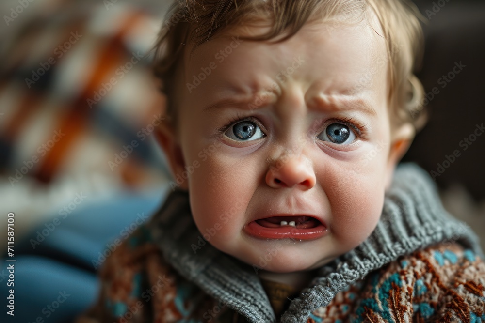 Baby boy (6-9 months) crying, close-up Baby boy (6-9 months) crying, close-up
