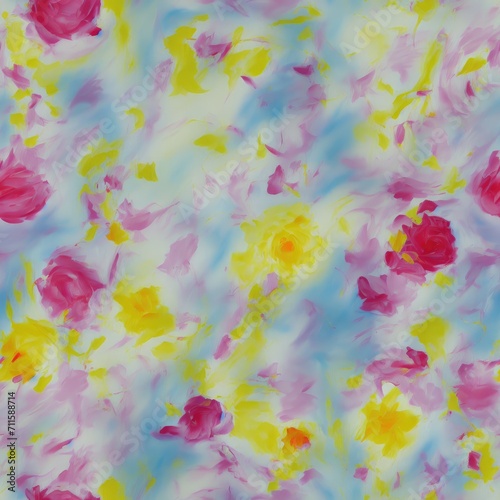 Acrylic flowers. Abstract seamless pattern. AI generated.