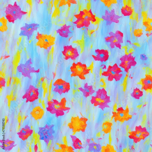 Acrylic flowers. Abstract seamless pattern. AI generated. © homeworlds