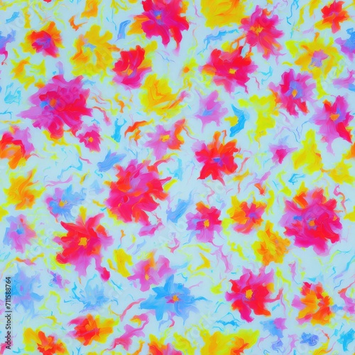 Acrylic flowers. Abstract seamless pattern. AI generated. © homeworlds