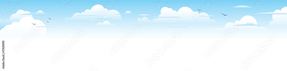 Vector drawing of sky with white clouds, cartoon illustration, natural background Vector drawing of sky with white clouds, cartoon illustration, natural background