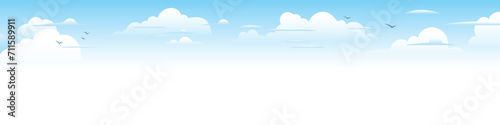 Vector drawing of sky with white clouds  cartoon illustration  natural background 