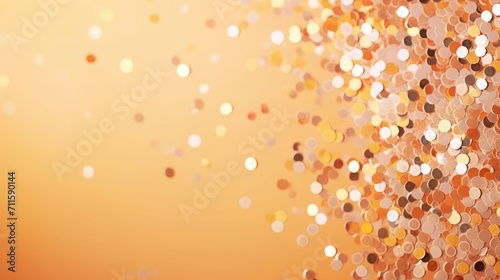 Yellow round sequins on peach background, Valentine's Day, free space for text