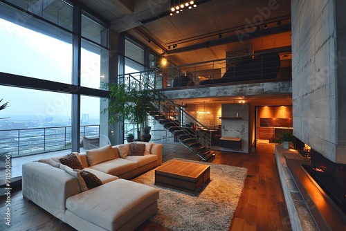 Modern loft living room interior © Stock