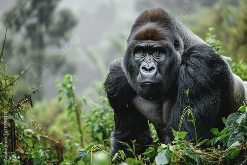 The silverback gorilla leads the group with a powerful but gentle demeanor. © Digitalphoto 4U