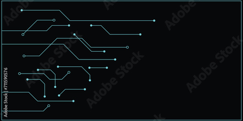 Abstract  blue tech circuit board lines sci-fi banner design. Futuristic computer chip background. 