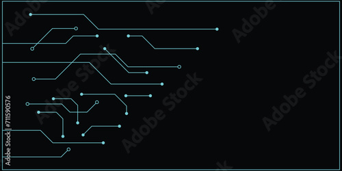 Abstract blue tech circuit board lines sci-fi banner design. Futuristic computer chip background. 