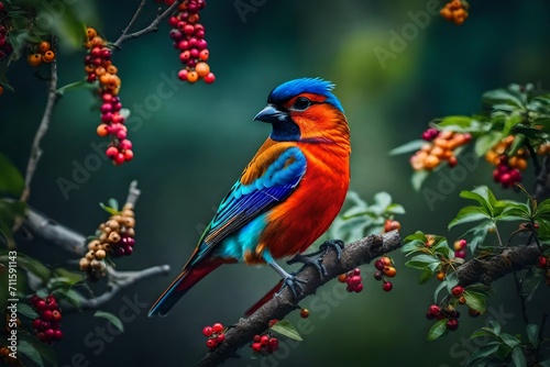 blue and red cardinal