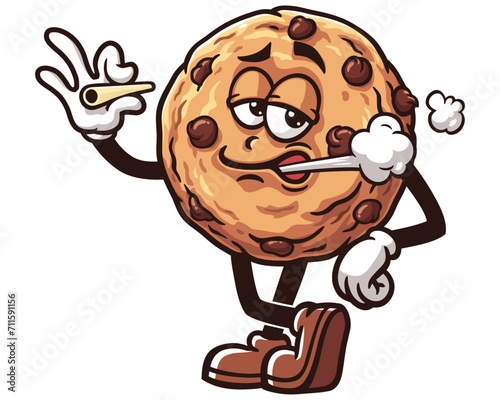 smoking Cookie cartoon mascot illustration character vector clip art logo hand drawn