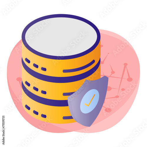 Data Insurance isometric Concept, db security Vector Icon Design, Big data Symbol, Business intelligence Sign,Web hosting and Data Center Stock Illustration