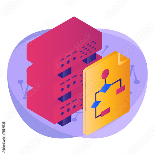 entity relationship model isometric Concept, rdbms Vector Icon Design, Big data Symbol, Business intelligence Sign,Web hosting and Data Center Stock Illustration