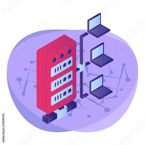 Array database management systems isometric Concept,  load balancing Vector Icon Design, Big data Symbol, Business intelligence Sign,Web hosting and Data Center Stock Illustration