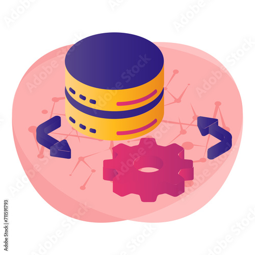 Database Maintenance isometric Concept, IT operations analytics Vector Icon Design, Big data Symbol, Business intelligence Sign,Web hosting and Data Center Stock Illustration