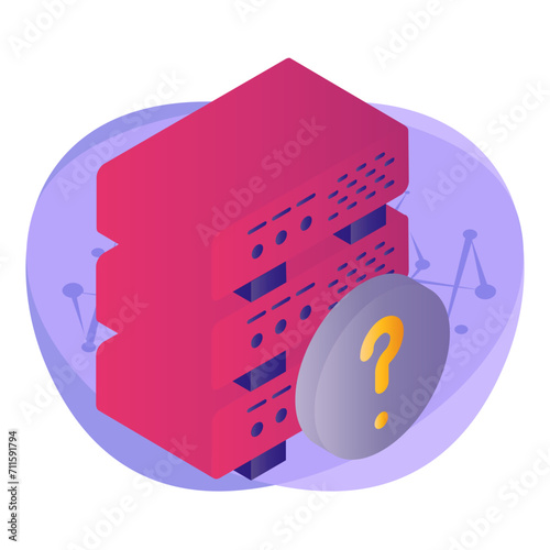 perception server isometric Concept, unknown machine Vector Icon Design, Big data Symbol, Business intelligence Sign,Web hosting and Data Center Stock Illustration