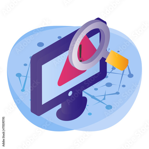 Encrypted search isometric Concept, Research activities Vector Icon Design, Big data Symbol, Business intelligence Sign,Web hosting and Data Center Stock Illustration