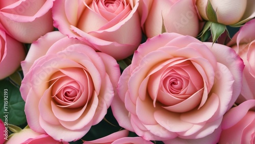 Pink roses flower vintage background flatlay