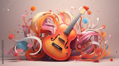 music 3d illustration. generative ai