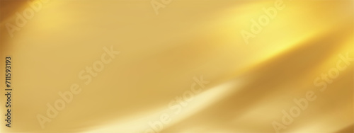 Abstract gold gradient background. Minimalistic subtle wavy golden silk texture. 3D vector illustration.