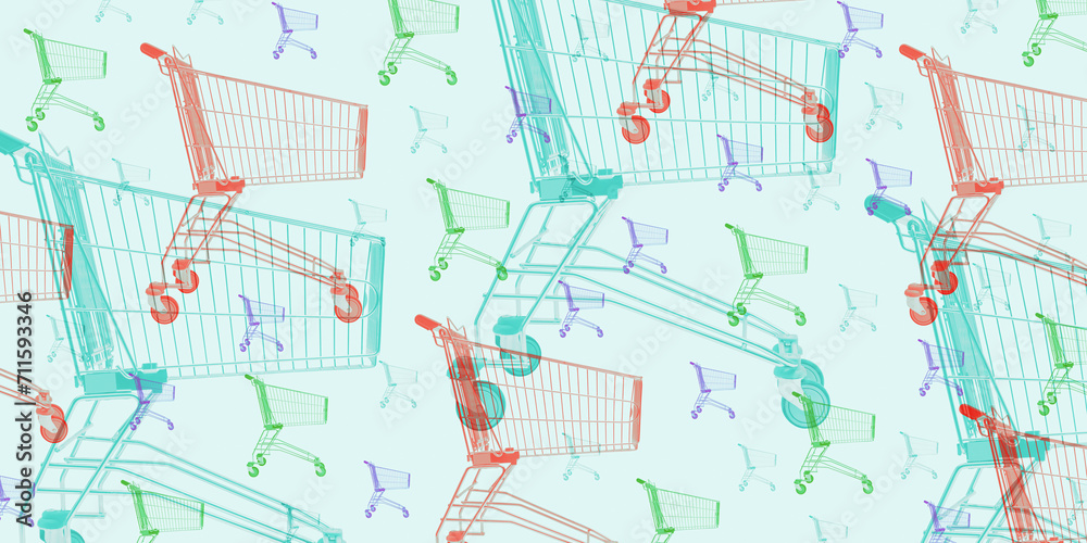 Collage of shopping carts background