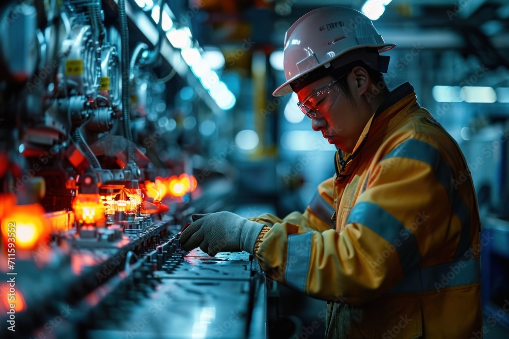 Japanese engineers inspect robotic conveyor systems Japanese engineers inspect robotic conveyor systems