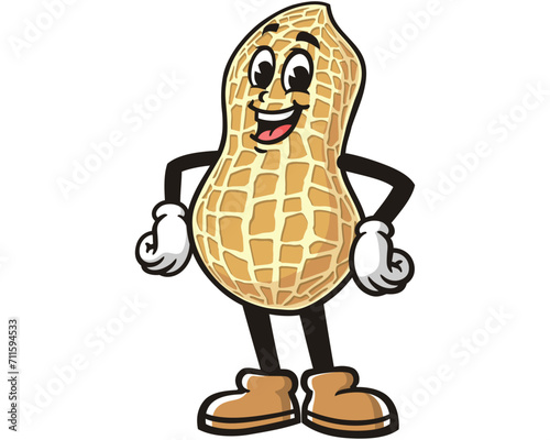 Peanut laugh cartoon mascot illustration character vector clip art logo hand drawn