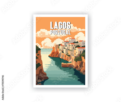Lagos Illustration Art. Travel Poster Wall Art. Minimalist Vector art