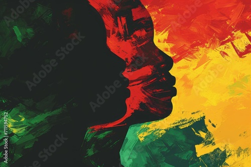 illustration for black history month with the red , yellow and green tone