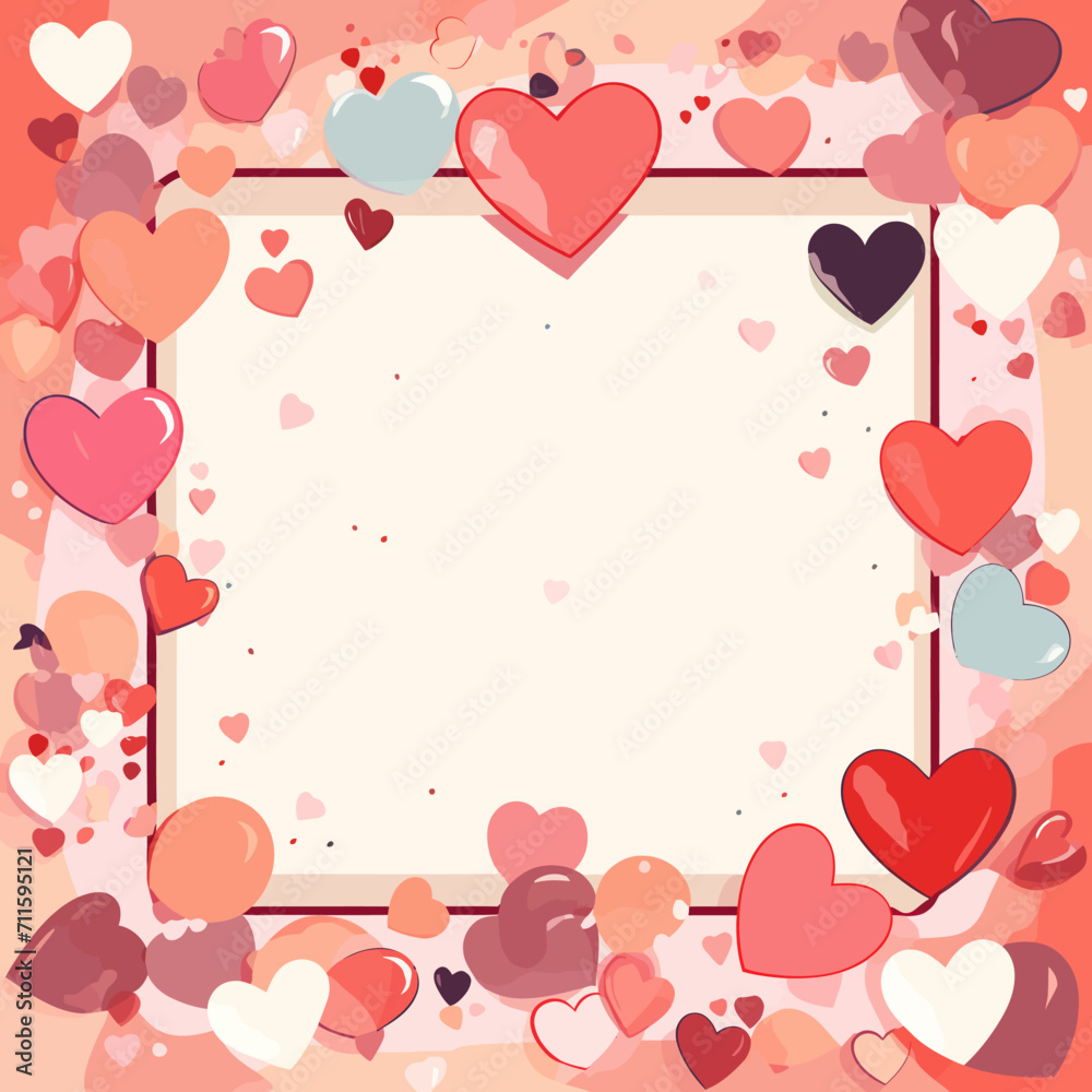 Abstract flat vector valentines day frame with empty space in the middle Generative Ai