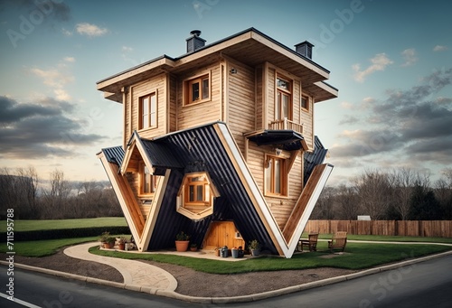 a small, charming house designed to look like an inverted house photo