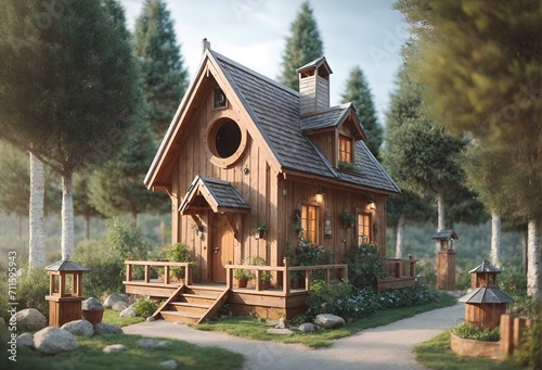 a small, cozy house designed to look like a birdhouse photo