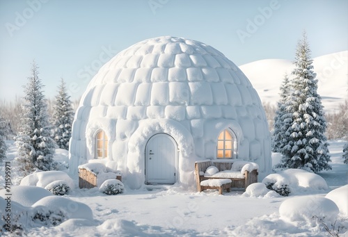 a small, cozy house designed to look like an igloo © Meeza