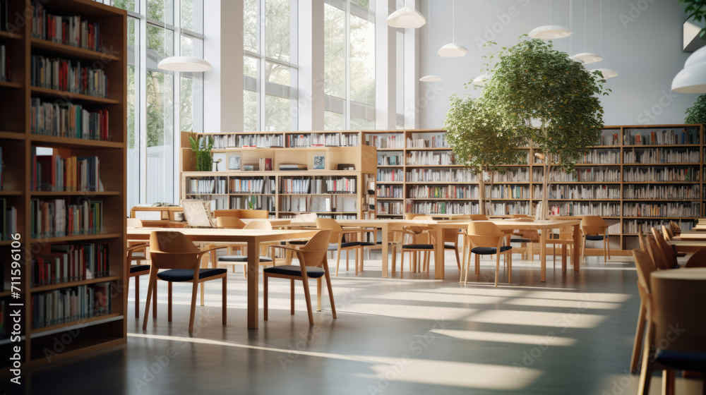 A modern library with a design that encourages collaboration