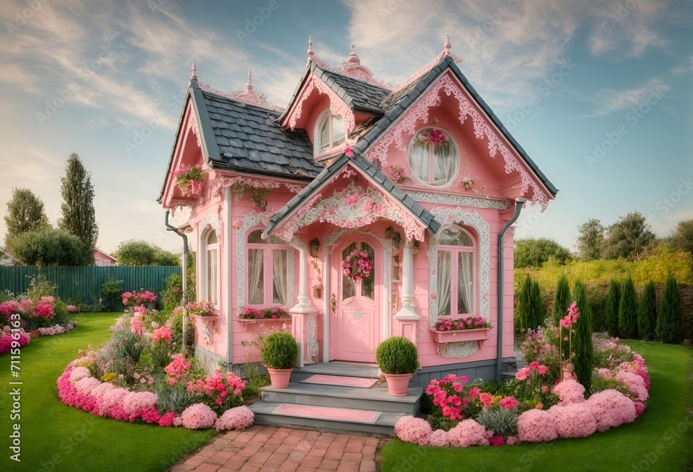 a small, delightful pink house with a feminine style a small, delightful pink house with a feminine style