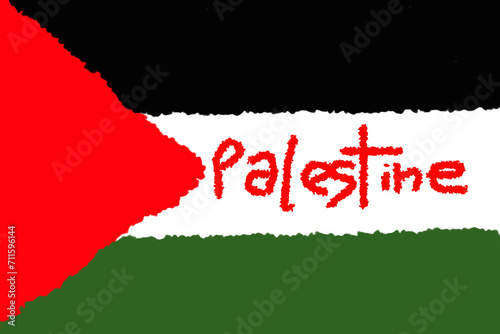 The Palestinian flag painted with a brush in a graphics program. © Szymon Bartosz
