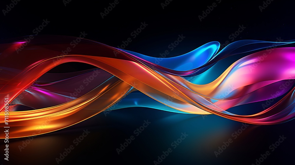 Naklejka premium Abstract light play with vibrant streaks on a dark backdrop, capturing the dance of colors